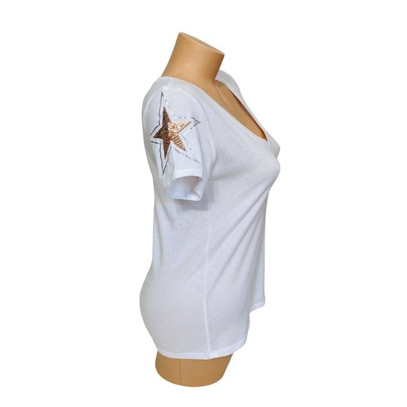 Victoria's Secret PINK EXTRA SMALL Bling Logo V-neck Short Sleeve Tee NEW - Picture 2 of 3